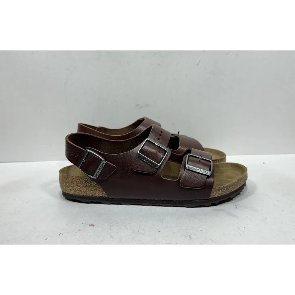 Birkenstock Milano Slingback Footbed Sandals Mens Size US 8 EU 41 Brown Leather